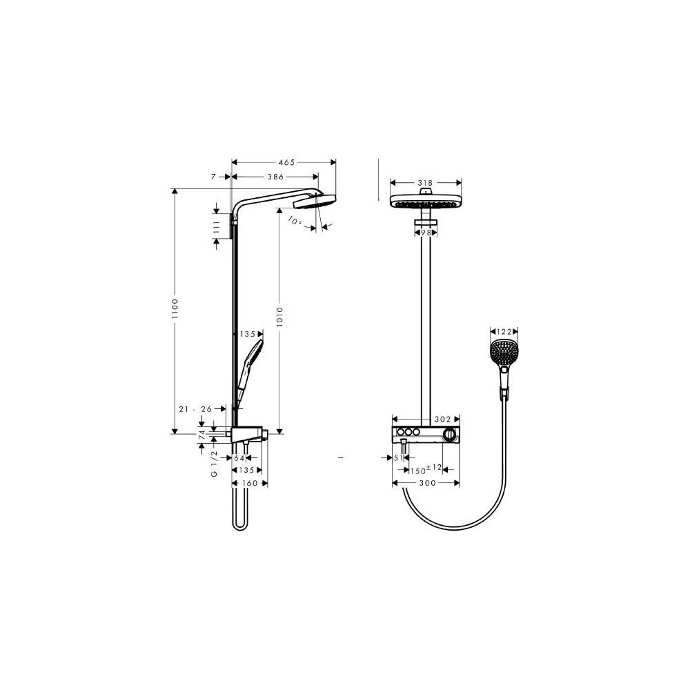 "Hansgrohe" dušo rinkinys "Raindance Select E 300 3jet" 27127400