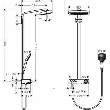 "Hansgrohe" dušo rinkinys "Raindance Select E 300 3jet" 27127400