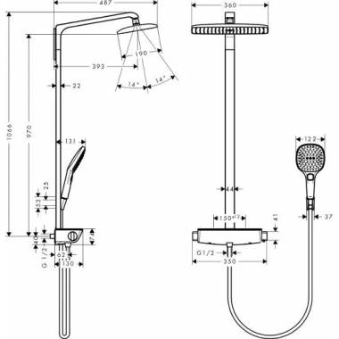 "Hansgrohe" dušo rinkinys "Raindance Select E 360" 27112000