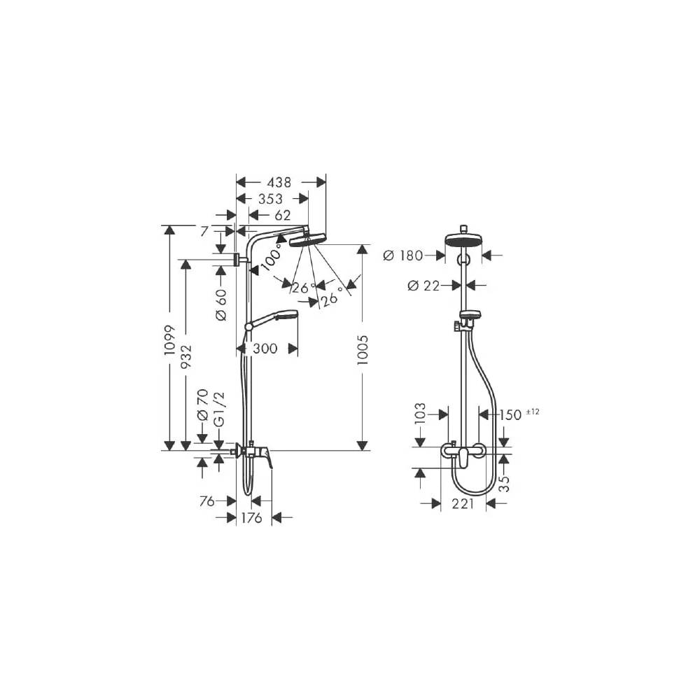 "Hansgrohe" dušo rinkinys "Crometta 160" 1 srovė 27266400