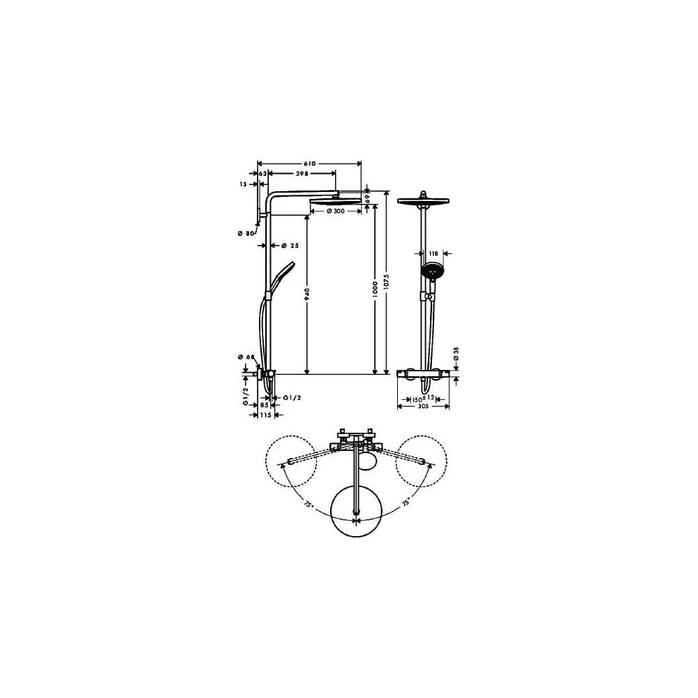 "Hansgrohe" dušo rinkinys "Raindance Select S S300 2jet" 27133400