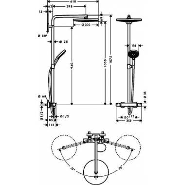 "Hansgrohe" dušo rinkinys "Raindance Select S S300 2jet" 27133400