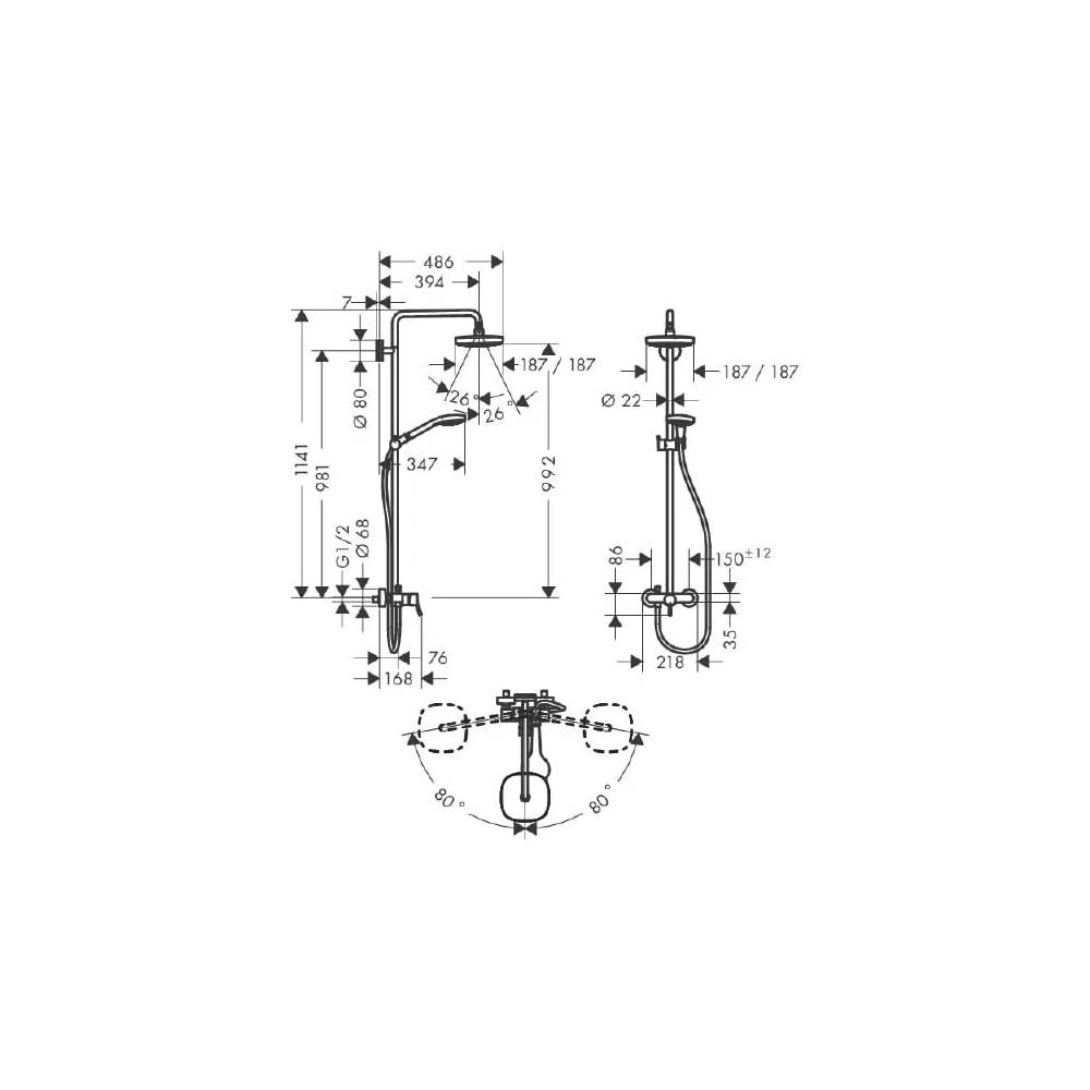 "Hansgrohe" dušo rinkinys "Croma Select E 180" 27258400