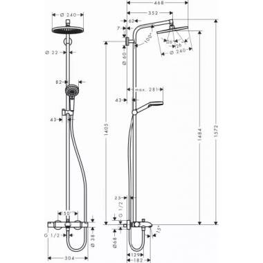 "Hansgrohe" dušo rinkinys "Crometta S 240" dušo vamzdis 27320000