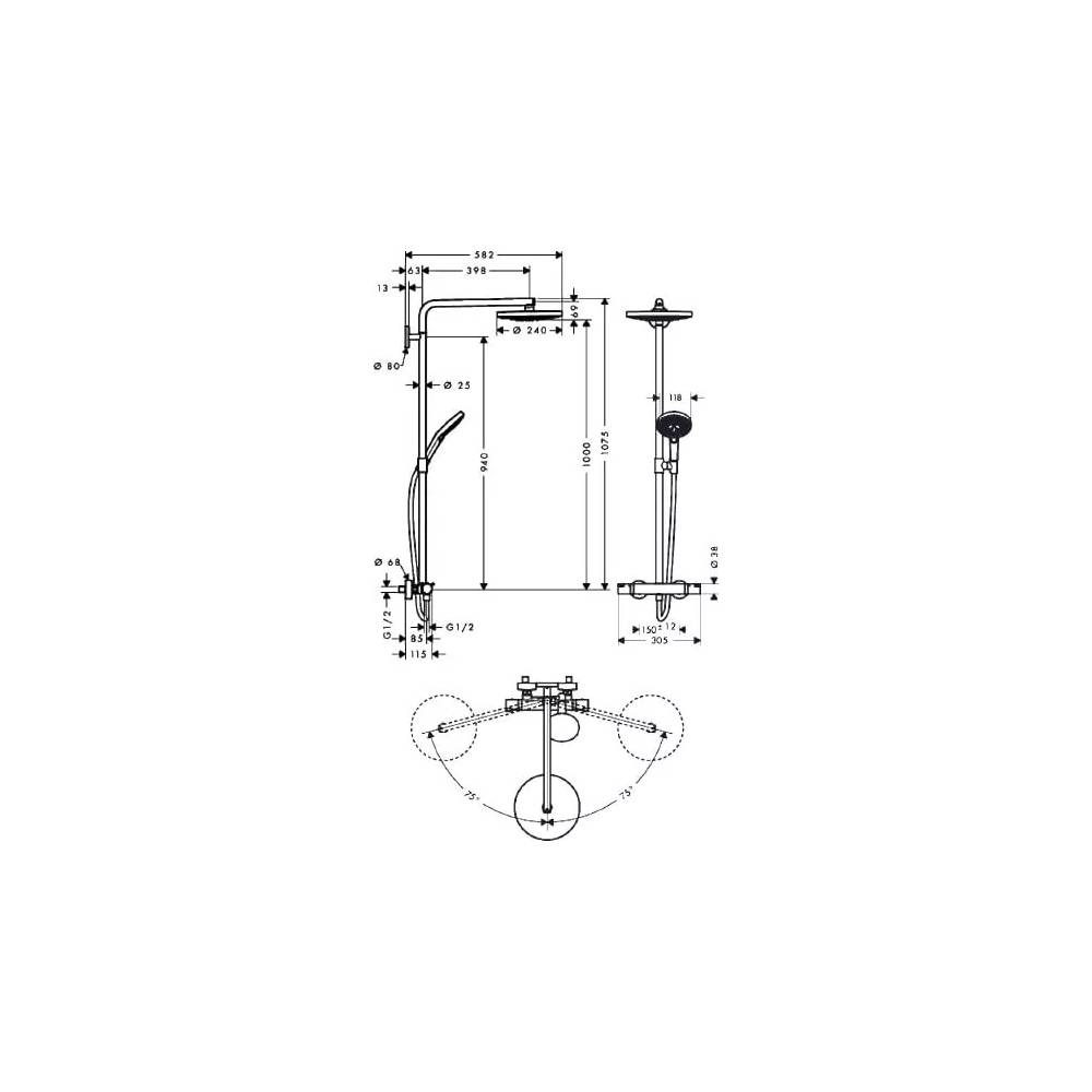 "Hansgrohe" dušo rinkinys "Raindance Select S 240 2jet" 27129400