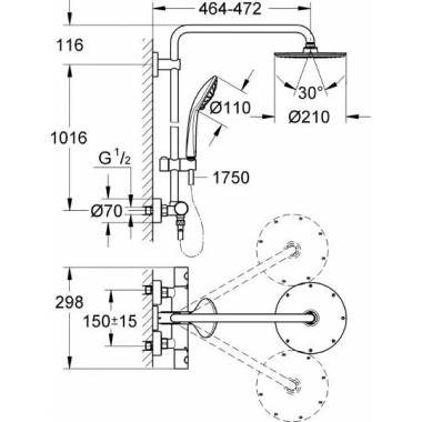 Grohe dušas complete Euphoria XXL System 210 27964000