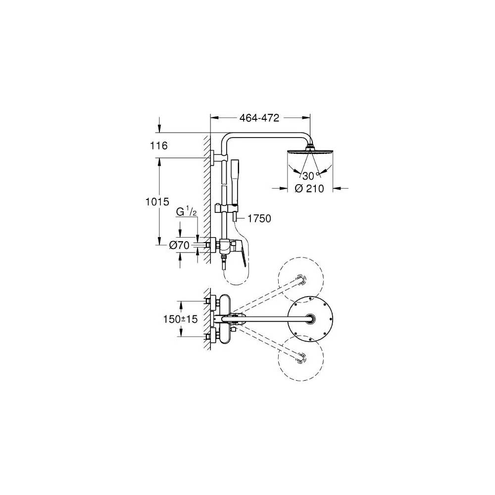 Grohe dušas komplekts XXL Eurodisc Cosmopolitan System 210