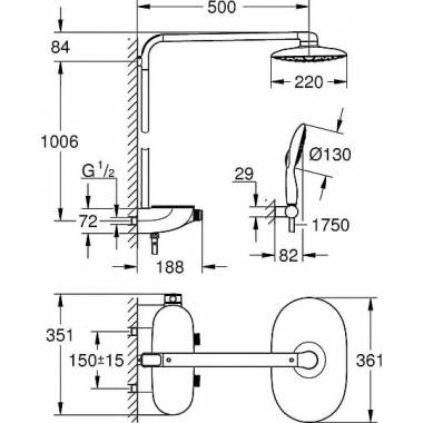 "Grohe" dušo rinkinys "Rainshower SmartControl 360 Mono