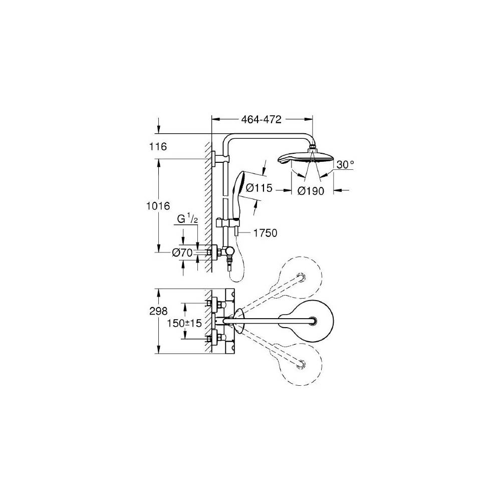 "Grohe" dušas komplektas "Euphoria Power&Soul System 190