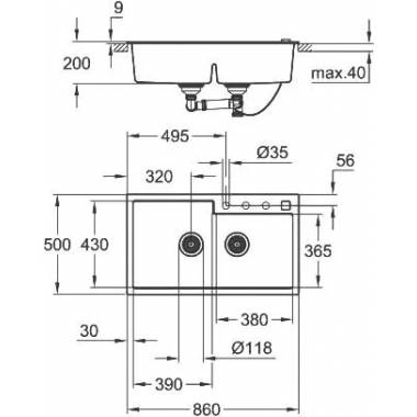 "Grohe" virtuvės plautuvė K500 31649AP0