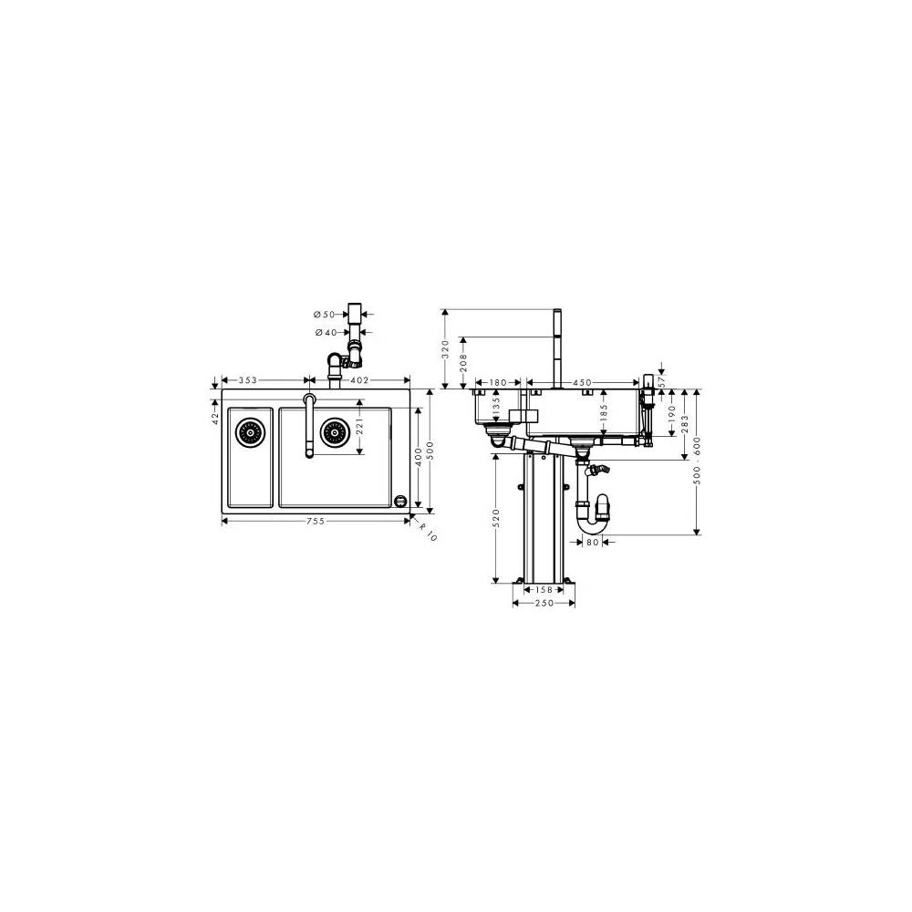 Komponentai: Hansgrohe C71-F655-09 43206000