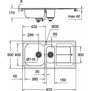 "Grohe" virtuvės plautuvė K300 31564SD0