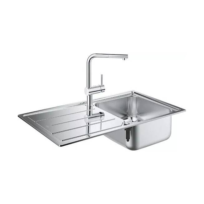 Komplektas: Grohe Minta 31573SD0 Virtuvės kriauklė K500 31571SD0 + maišytuvas Mint 32168000