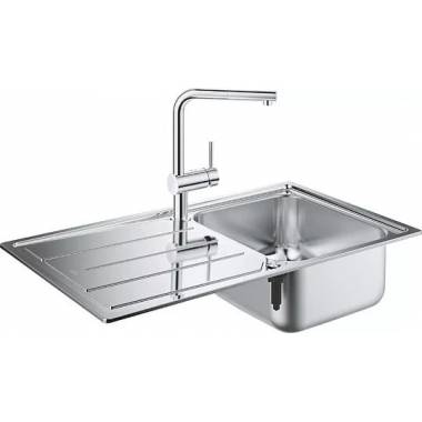 Komplektas: Grohe Minta 31573SD0 Virtuvės kriauklė K500 31571SD0 + maišytuvas Mint 32168000