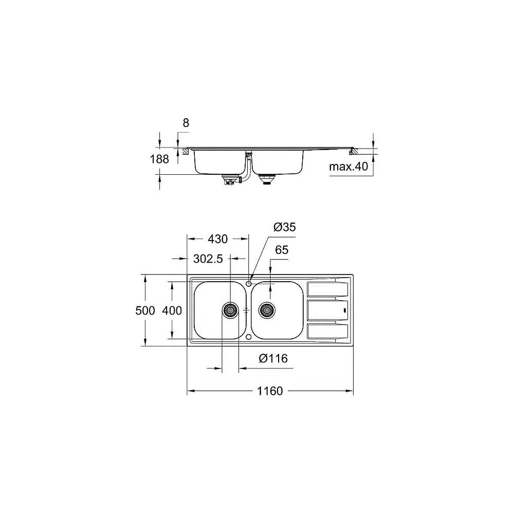 "Grohe" virtuvės kriauklė K400 31587SD0