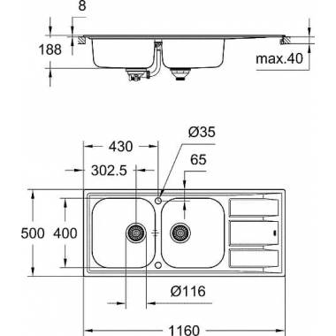 "Grohe" virtuvės kriauklė K400 31587SD0