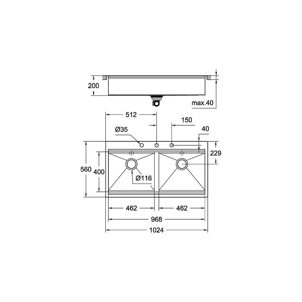 "Grohe" virtuvės kriauklė K800 31585SD0