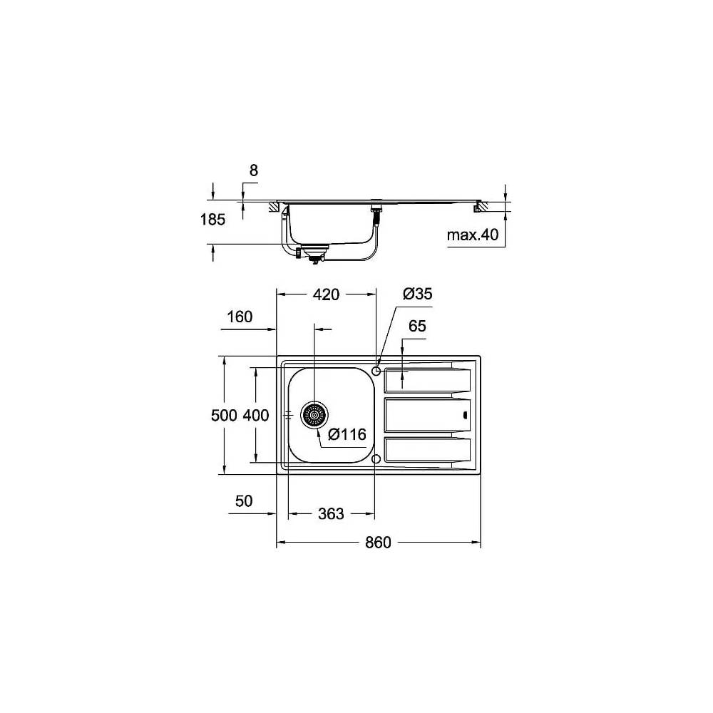 "Grohe" virtuvės kriauklė K400 31566SD0