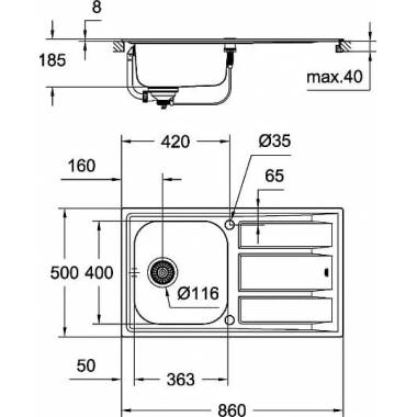 "Grohe" virtuvės kriauklė K400 31566SD0