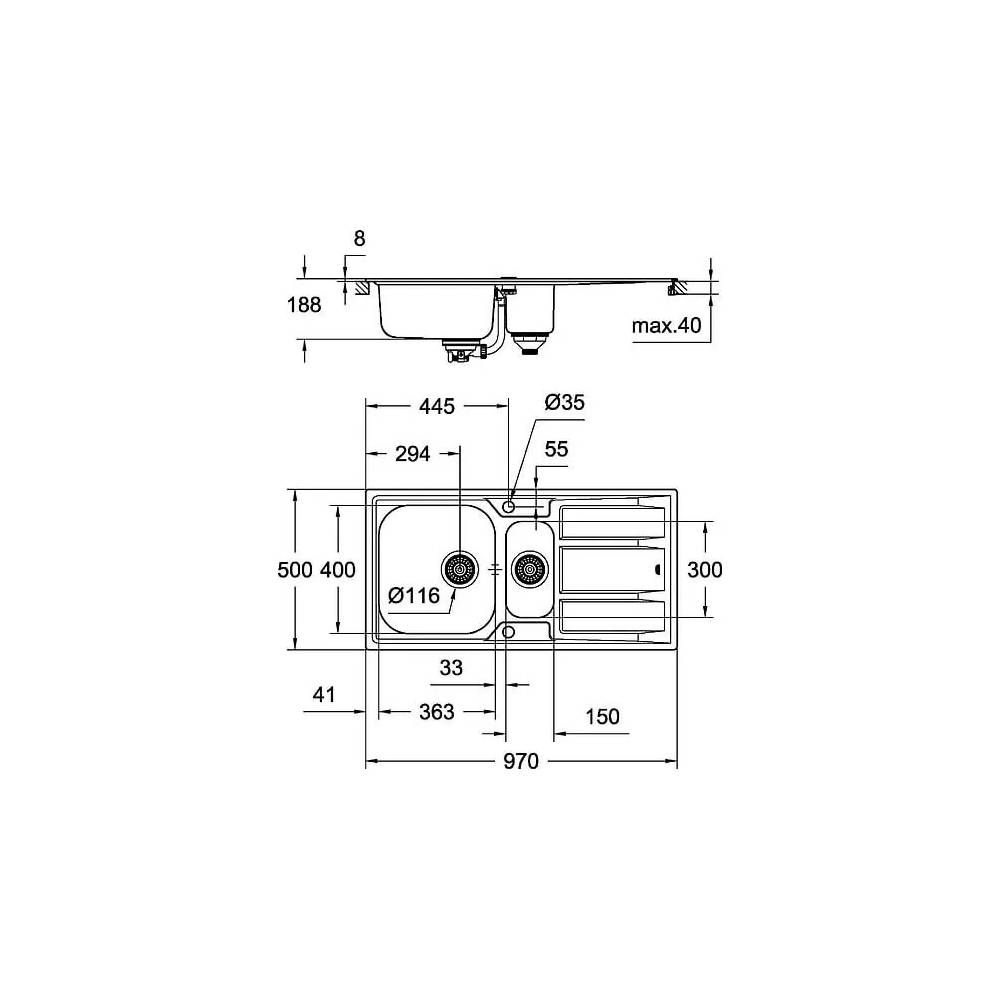 "Grohe" virtuvės kriauklė K400 31567SD0