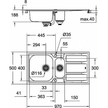 "Grohe" virtuvės kriauklė K400 31567SD0