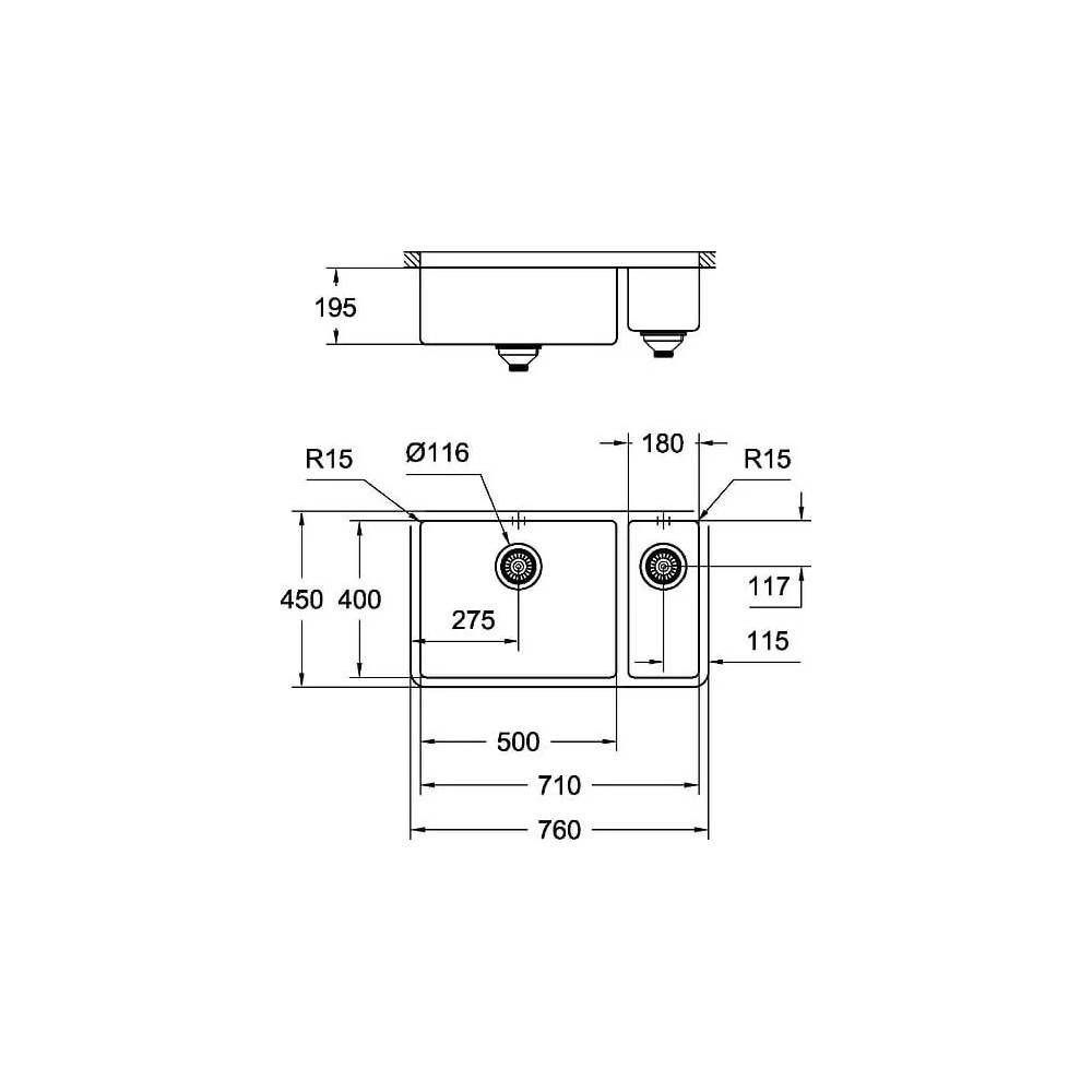 "Grohe" virtuvės kriauklė K700U 31575SD0