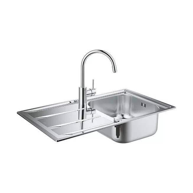 Komplektas: Grohe Concetto 31570SD0 Virtuvės kriauklė K400 31566SD0 + maišytuvas Concetto 32663001