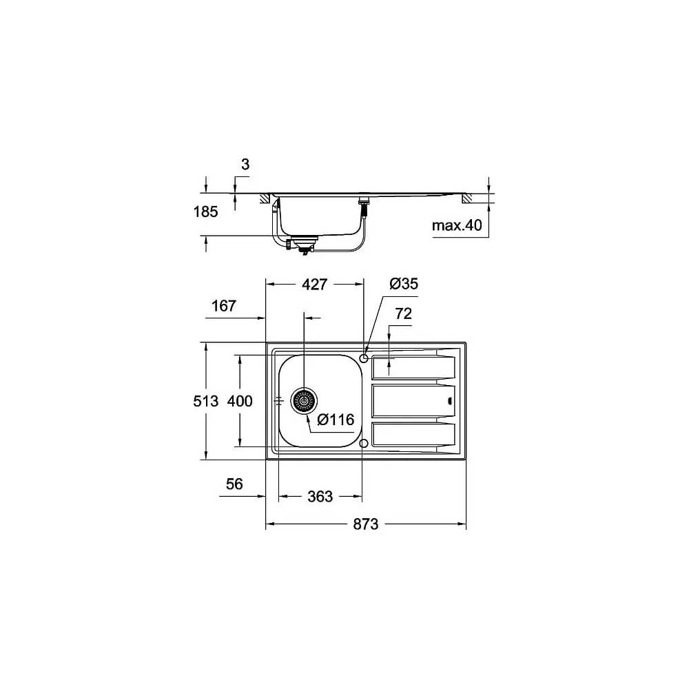 "Grohe" virtuvės plautuvė K400+ 31568SD0