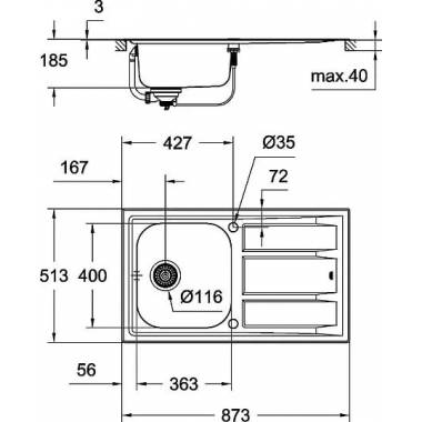 "Grohe" virtuvės plautuvė K400+ 31568SD0