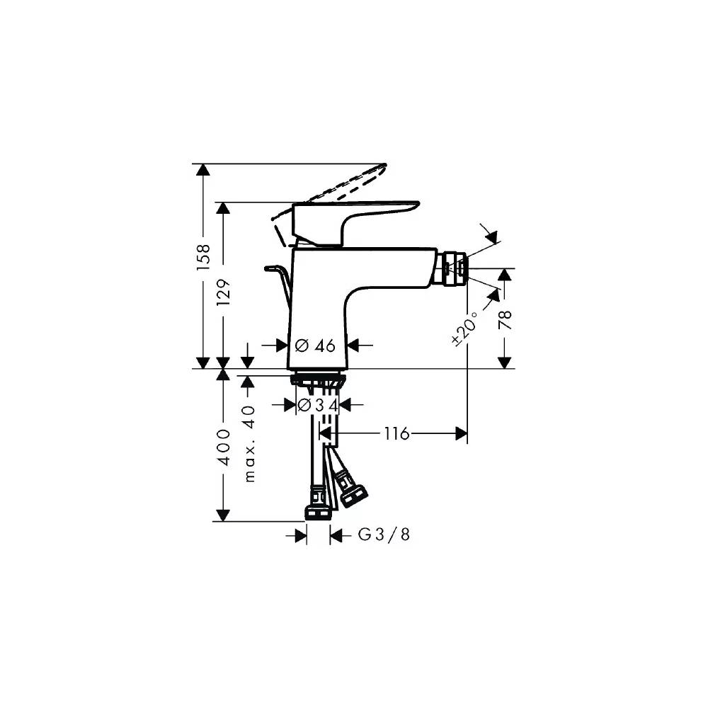 "Hansgrohe" bideto maišytuvas "Talis E" 71720700