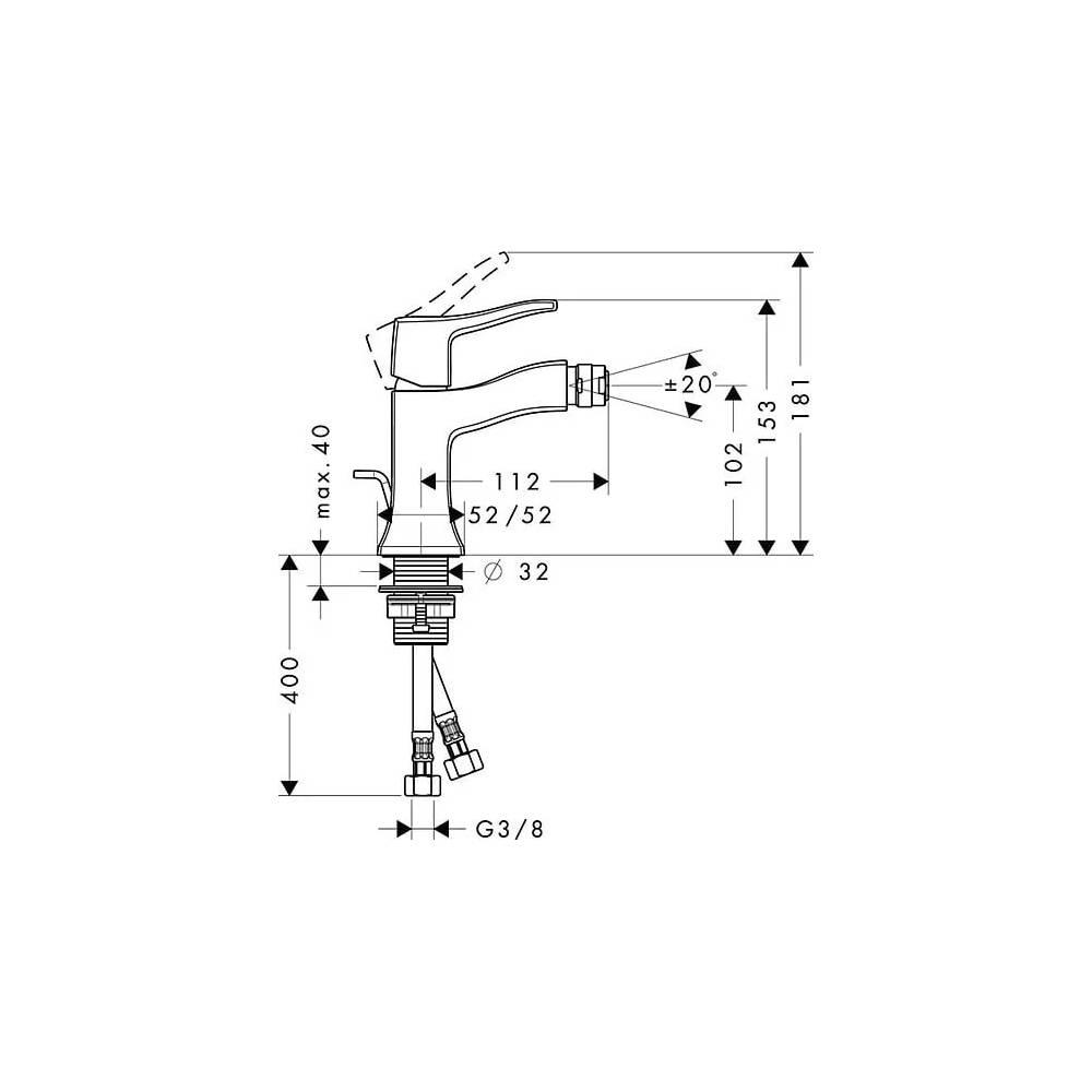 "Hansgrohe" bideto maišytuvas "Metris Classic" 31275000