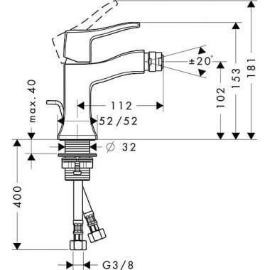 "Hansgrohe" bideto maišytuvas "Metris Classic" 31275000