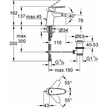 "Grohe" bideto maišytuvas "Eurodisc Cosmopolitan" 33244002