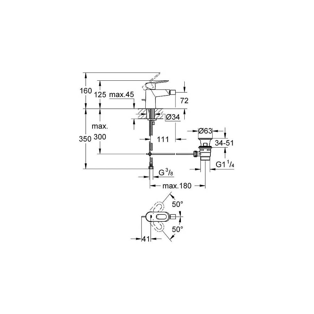 "Grohe" bideto maišytuvas "BauLoop" 23338000