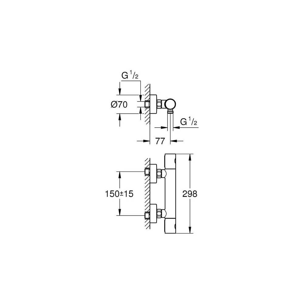 "Grohe" termostatinis dušo maišytuvas Grohtherm 1000 Cosmopolitan m 34065002