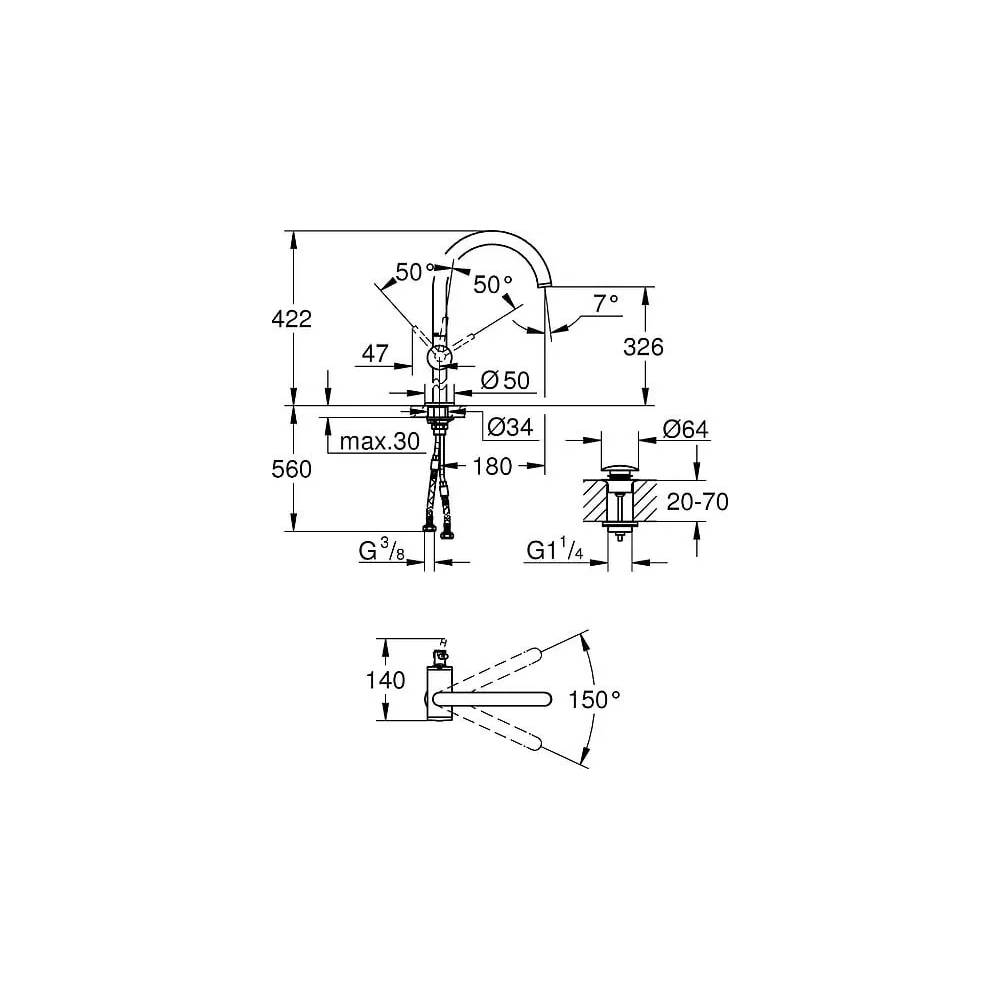 "Grohe Atrio New 32647AL3" praustuvo maišytuvas