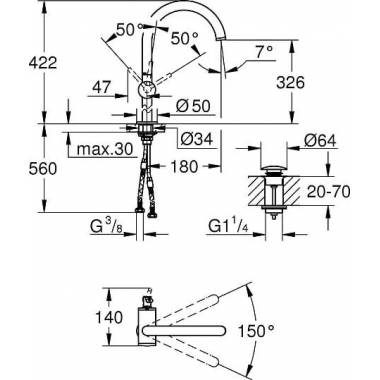 "Grohe Atrio New 32647AL3" praustuvo maišytuvas