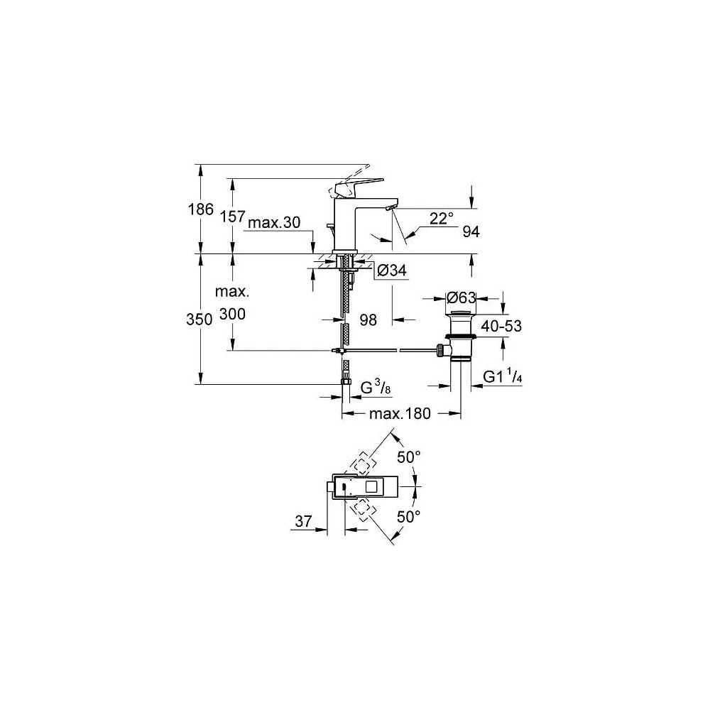 "Grohe Eurocube" praustuvo maišytuvas 23127000