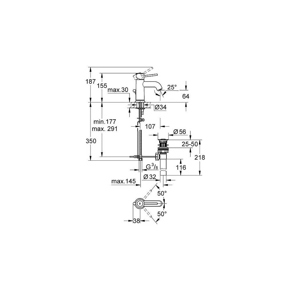 "Grohe BauClassic" praustuvo maišytuvas 23161000