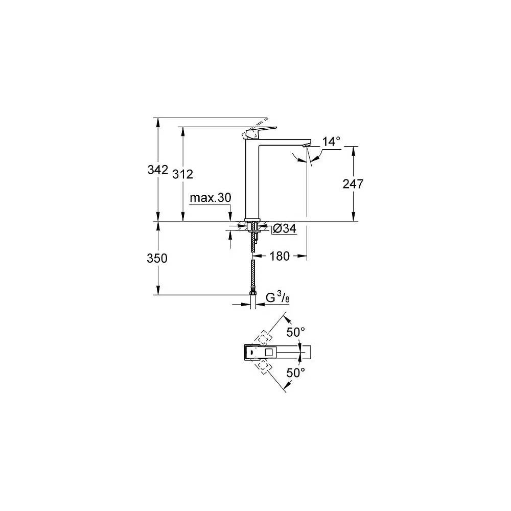 "Grohe Eurocube" praustuvo maišytuvas 23406000