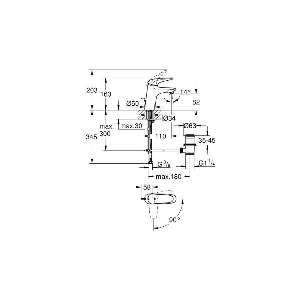 "Grohe Eurostyle" praustuvo maišytuvas 23709LS3