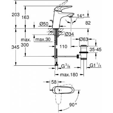 "Grohe Eurostyle" praustuvo maišytuvas 23709LS3