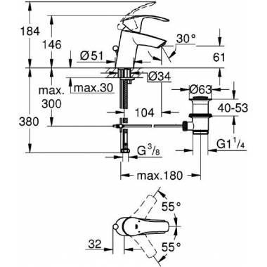 "Grohe Eurosmart" naujas praustuvo maišytuvas 23788002