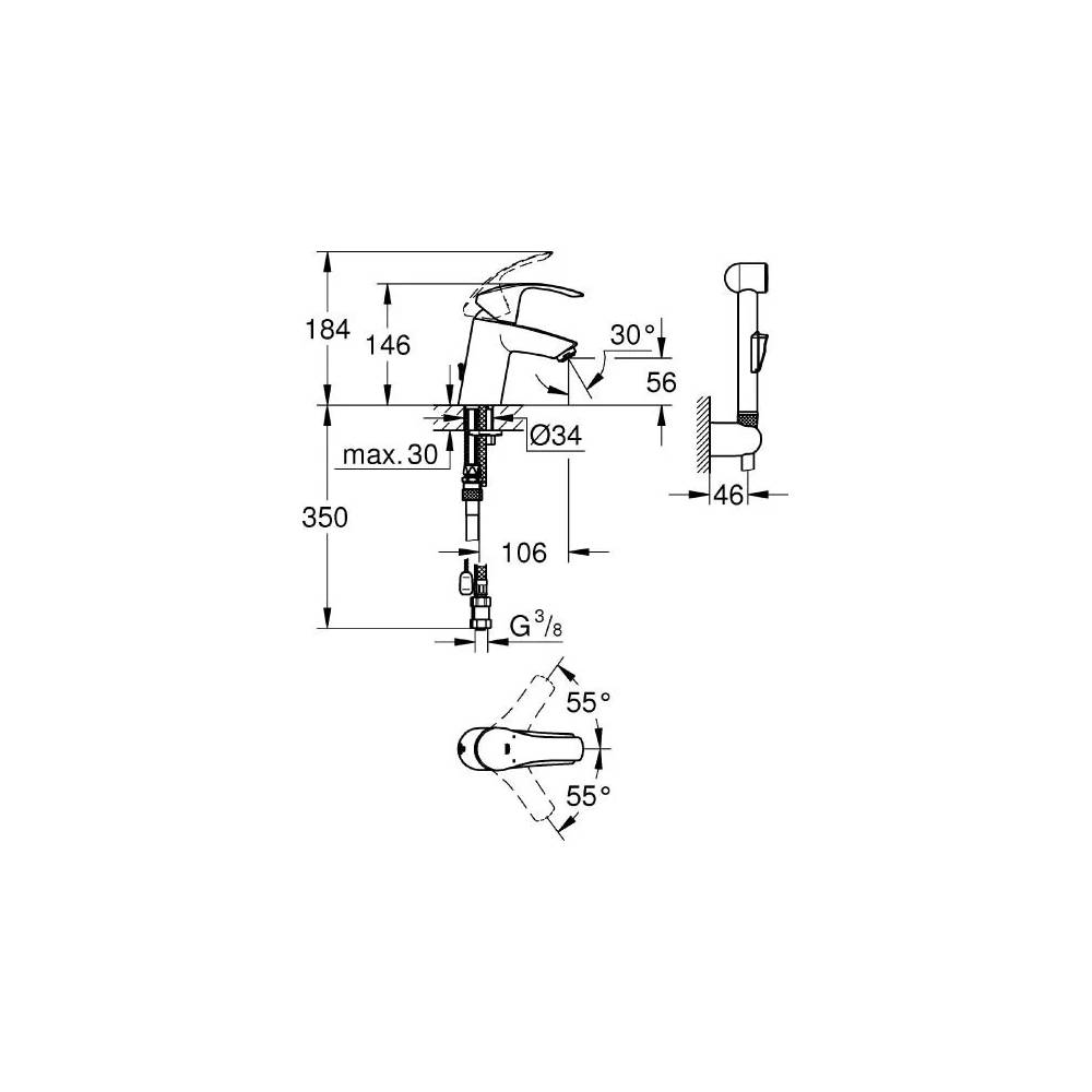 "Grohe Eurosmart" naujas praustuvo maišytuvas 23124002