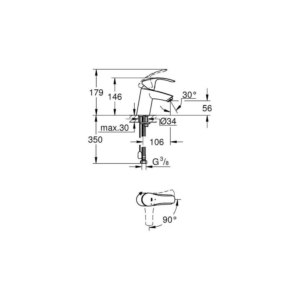 "Grohe Eurosmart" naujas praustuvo maišytuvas 23372002