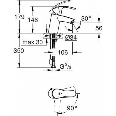 "Grohe Eurosmart" naujas praustuvo maišytuvas 23372002