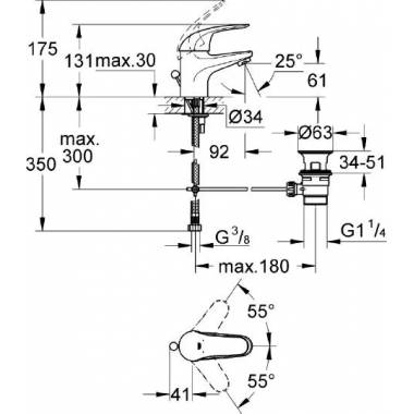 "Grohe Euroeco" praustuvo maišytuvas 23262000