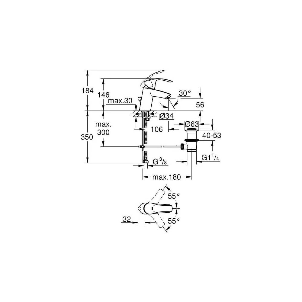 "Grohe Eurosmart" naujas praustuvo maišytuvas 33265002