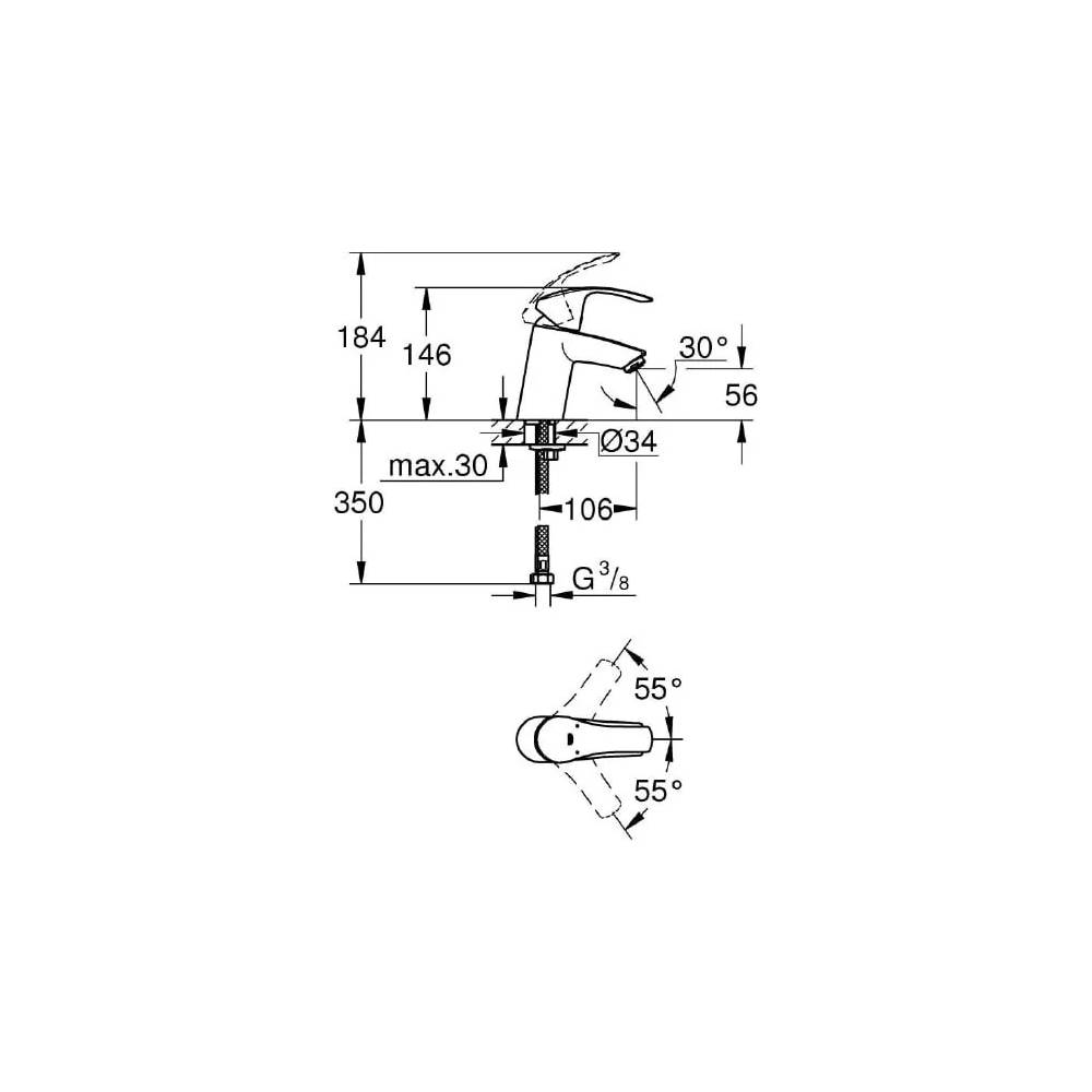 "Grohe Eurosmart" naujas praustuvo maišytuvas 32467002