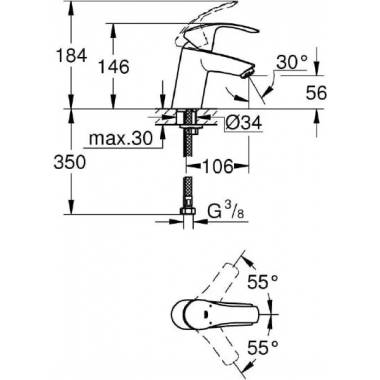 "Grohe Eurosmart" naujas praustuvo maišytuvas 32467002